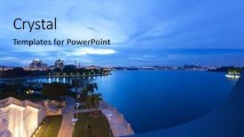  Presentation with malaysia - Slides having bridge at night in putrajaya background and a light blue colored foreground