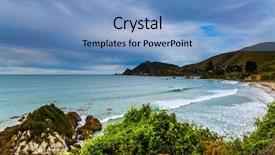  Presentation with pacific island - Beautiful slide deck featuring scenic cannibal bay pacific coast backdrop and a light blue colored foreground