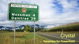  Presentation with highway - PPT theme with scenic captain cook highway 14 background and a tawny brown colored foreground