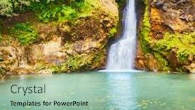 Presentation with waterfall - Amazing presentation having scenic cascade chamouze waterfall mauritius island backdrop and a mint green colored foreground