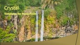  Presentation with waterfall - Presentation theme having scenic chamarel waterfall mauritius island background and a tawny brown colored foreground