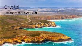  Presentation with tourism australia - Cool new slide set with scenic-coastline-picture-taken backdrop and a light blue colored foreground