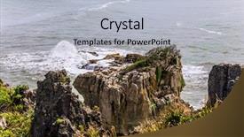  Presentation with rock stone - Cool new PPT layouts with scenic coastline powerful surf huge backdrop and a light gray colored foreground