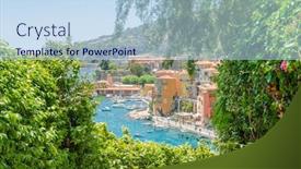  Presentation with scenic - Amazing PPT theme having scenic-coastline-view-in-villefranche backdrop and a light blue colored foreground