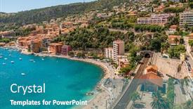  Presentation with scenic - Slide deck having scenic-coastline-view-in-villefranche background and a teal colored foreground