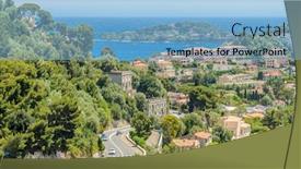  Presentation with scenic - Audience pleasing PPT theme consisting of scenic-coastline-view-in-villefranche backdrop and a light blue colored foreground