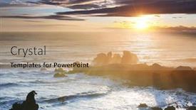  Presentation with beautiful landscapes - Beautiful PPT theme featuring scenic-colorful-sunset backdrop and a coral colored foreground