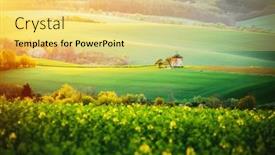  Presentation with old photo - PPT layouts consisting of scenic-countryside-near-the-village background and a yellow colored foreground