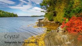  Presentation with scenic - Cool new PPT layouts with scenic-cove-view-from-orr backdrop and a gold colored foreground