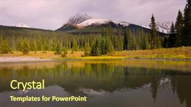  Presentation with crystal - PPT theme having scenic crystal lake landscape background and a tawny brown colored foreground