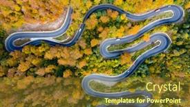  Presentation with drone - Audience pleasing slide deck consisting of scenic-curvy-road-seen backdrop and a tawny brown colored foreground