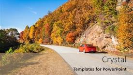  Presentation with north carolina - PPT theme having scenic-drive-on-blue-ridge background and a coral colored foreground