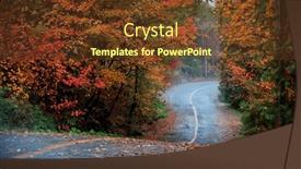 Presentation with misty - Theme featuring scenic-drive-through-misty-autumn background and a tawny brown colored foreground
