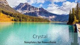  Presentation with birds flying - PPT layouts with scenic-gorgeous-emerald-lake-rocky background and a light blue colored foreground