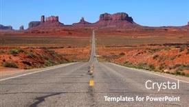  Presentation with united states - Colorful PPT layouts enhanced with scenic-highway-to-monument-valley backdrop and a gray colored foreground