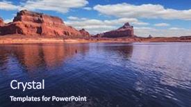  Presentation with powell river - PPT theme featuring scenic huge artificial water basin of the colorado river usa lake powell is surrounded by magnificent sandstone hills a boat trip on a sunny day background and a navy blue colored foreground