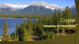  Presentation with banff national park - Amazing PPT layouts having scenic-lake-in-banff-national backdrop and a tawny brown colored foreground