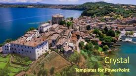 Presentation with scenic - PPT theme enhanced with scenic-lakes-of-italy-beautiful background and a tawny brown colored foreground