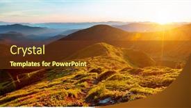  Presentation with green mountains - Slides enhanced with scenic-landscape-in-summer-day background and a tawny brown colored foreground