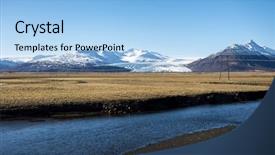  Presentation with iceland - Colorful presentation theme enhanced with scenic landscape of southern iceland backdrop and a  colored foreground