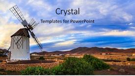  Presentation with old windmill - Audience pleasing PPT layouts consisting of scenic landscape with old windmill backdrop and a light blue colored foreground