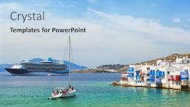  Presentation with cruise ship - PPT theme with scenic-little-venice-houses background and a light blue colored foreground