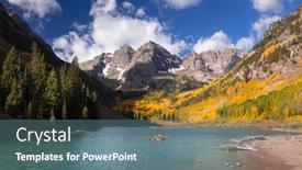  Presentation with maroon - Presentation theme consisting of scenic maroon bells landscape background and a ocean colored foreground