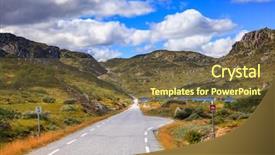  Presentation with scenic - PPT layouts enhanced with scenic mountain road and bikeway background and a tawny brown colored foreground