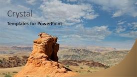  Presentation with sandstone - Theme enhanced with scenic-mountainous-landscape-with-rugged background and a light blue colored foreground