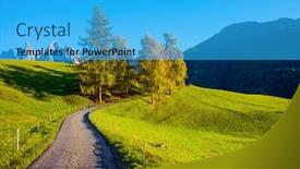  Presentation with powerful - Presentation with scenic-narrow-dirt-road background and a cyan colored foreground