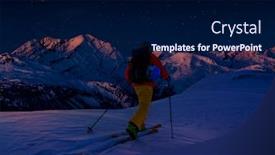  Presentation with montana - Audience pleasing slides consisting of scenic night backcountry ski panorama sunset landscape of crans-montana range in swiss alps mountains with peak in background verbier switzerland backdrop and a navy blue colored foreground