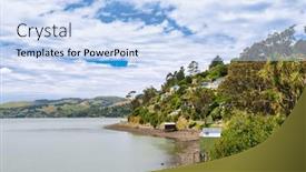  Presentation with scenic - PPT theme with scenic-otago-harbour-coast-near background and a light blue colored foreground