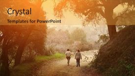  Presentation with scenic - Presentation theme enhanced with two women walking outdoor background and a gold colored foreground