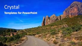  Presentation with nature village - PPT theme with scenic-paved-highway-aguero-village background and a  colored foreground