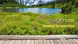  Presentation with scenic - Presentation design featuring scenic-picture-lake-with-mount background and a tawny brown colored foreground