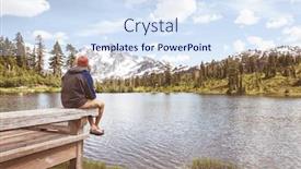  Presentation with scenic - Theme enhanced with scenic-picture-lake-with-mount background and a sky blue colored foreground