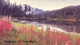 Presentation with scenic - PPT layouts consisting of scenic-picture-lake-with-mount background and a coral colored foreground