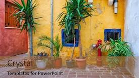  Presentation with crete island - Audience pleasing slide set consisting of scenic-picturesque-streets-of-chania backdrop and a gold colored foreground