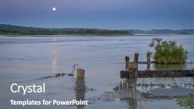  Presentation with fantasy full moon in night - Slide deck enhanced with scenic river in nebraska sandhill background and a gray colored foreground