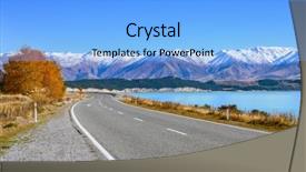  Presentation with autumn morning - PPT theme featuring scenic road along lake tekapo background and a light blue colored foreground
