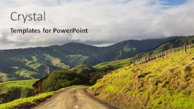  Presentation with green hills - PPT theme consisting of scenic-road-among-green-hills background and a light gray colored foreground