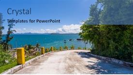  Presentation with deep sea - Colorful slide deck enhanced with scenic-road-beside-deep-blue backdrop and a light blue colored foreground