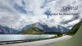  Presentation with country western - Presentation theme enhanced with scenic-road-in-the-mountains background and a  colored foreground