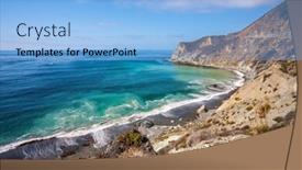  Presentation with water ocean - Presentation theme with scenic road passes over the ocean bay with emerald water california route 1 background and a light blue colored foreground