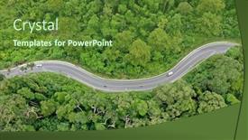  Presentation with rainforest - Beautiful presentation theme featuring scenic-road-through-forest backdrop and a tawny brown colored foreground