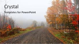  Presentation with scenic - Presentation design having scenic road through quebec countryside background and a sky blue colored foreground