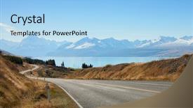  Presentation with new zealand - PPT layouts having scenic road to mount cook background and a light blue colored foreground