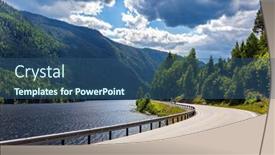  Presentation with green lake - Slide set having scenic-road-to-roldal-journey background and a  colored foreground