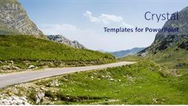  Presentation with amazing - Slide set having scenic-road-with-mountains-view background and a sky blue colored foreground