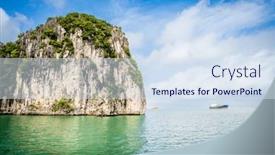  Presentation with vietnam - PPT theme consisting of scenic-seascape-in-ha-long background and a sky blue colored foreground
